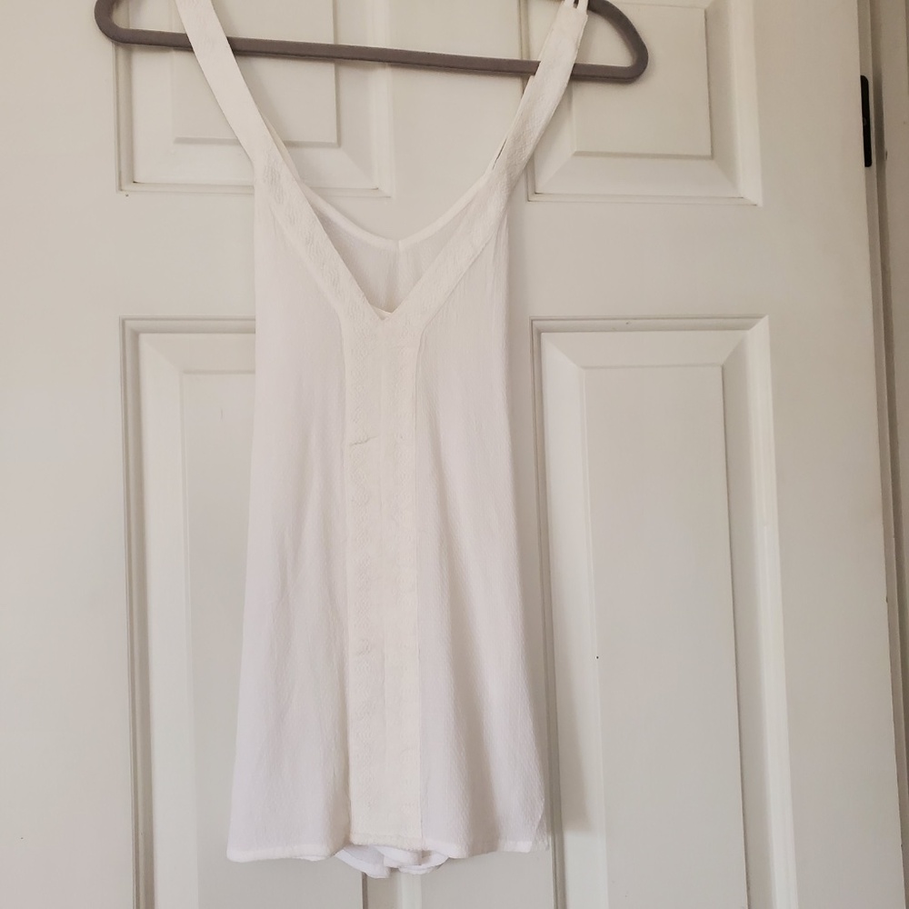 ROXY White Textured Viscose Hi Low Strappy Tunic Top SMALL